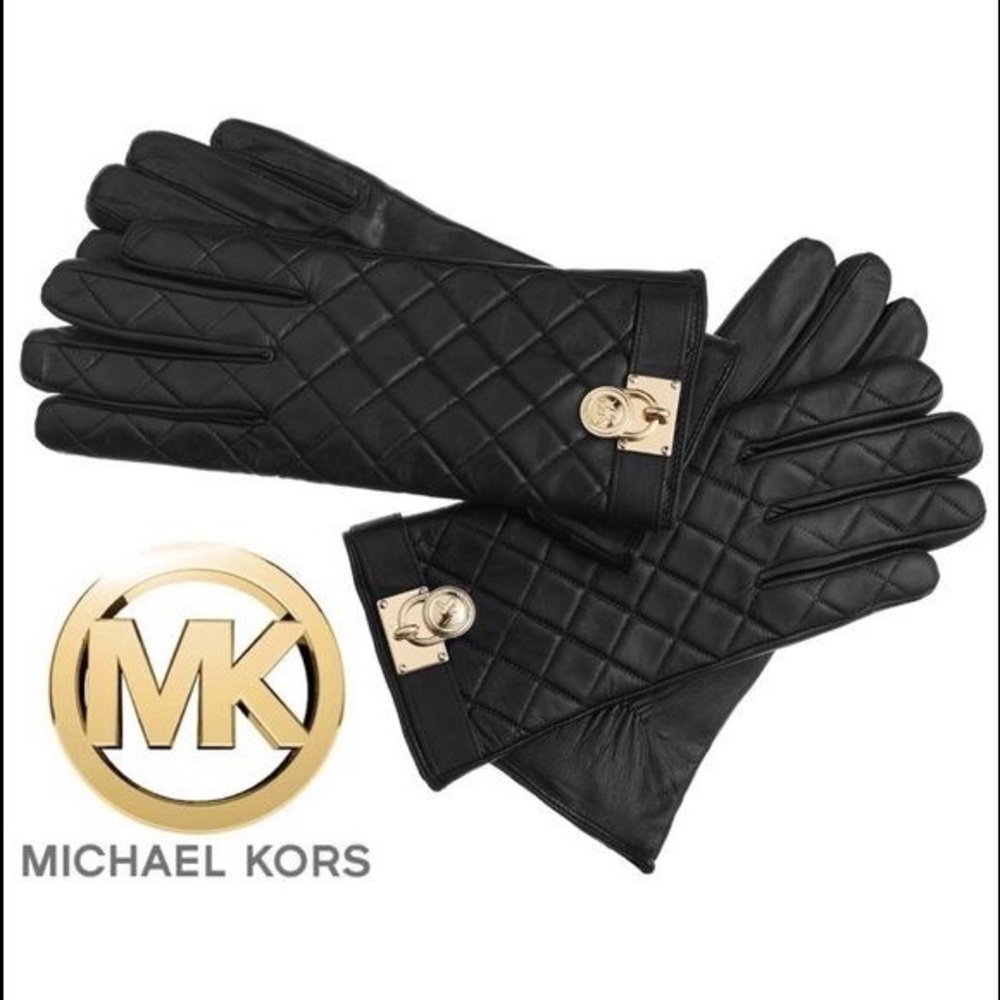 NWOT Micheal Kors Lock Leather Gloves